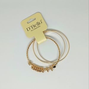NEW Boho Set of 3 D'Bello Gold Tone Bangle Bracelets Jewelry Bollywood Bangles